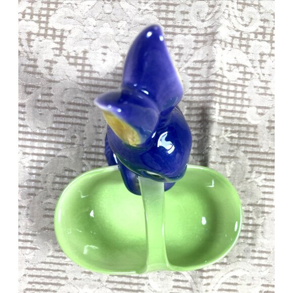 Vintage Goebel W Germany Purple Bunny Rabbit Ceramic Easter Basket Candy Dish - Picture 6 of 9